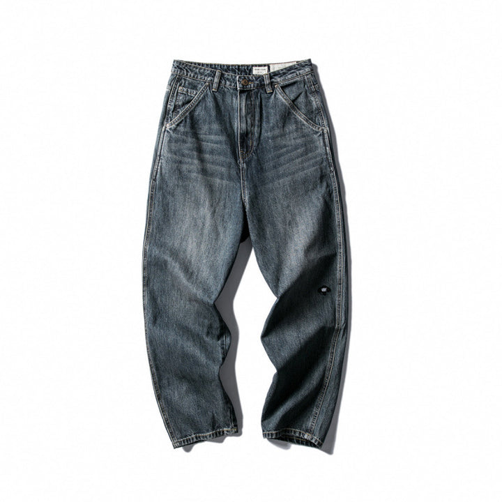 Herren Weite Baggy-Jeans aus robustem Denim mit hoher Bundhöhe und Used‑Waschung Echo Archiv