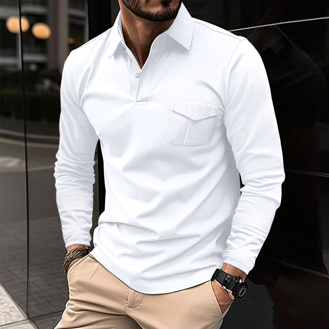 Herren lässiges Langarmshirt mit praktischer Brusttasche Echoarchiv