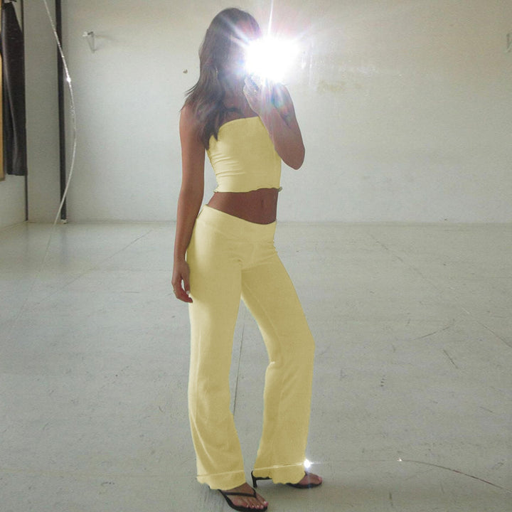Damen Sommerliches Crop-Top und Palazzo-Hosen Set Echo Archiv