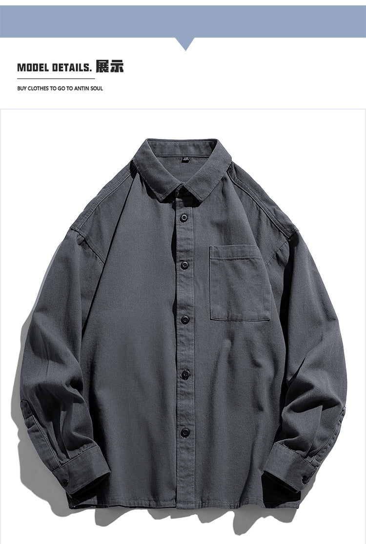 Herren Lockeres Overshirt-Hemd aus Baumwollmix mit Brusttasche und überschnittener Schulter Echoarchiv