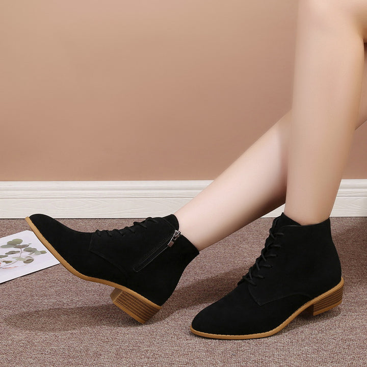 Damen Schnür-Ankleboots aus Veloursleder mit niedrigem Blockabsatz Echo Archiv