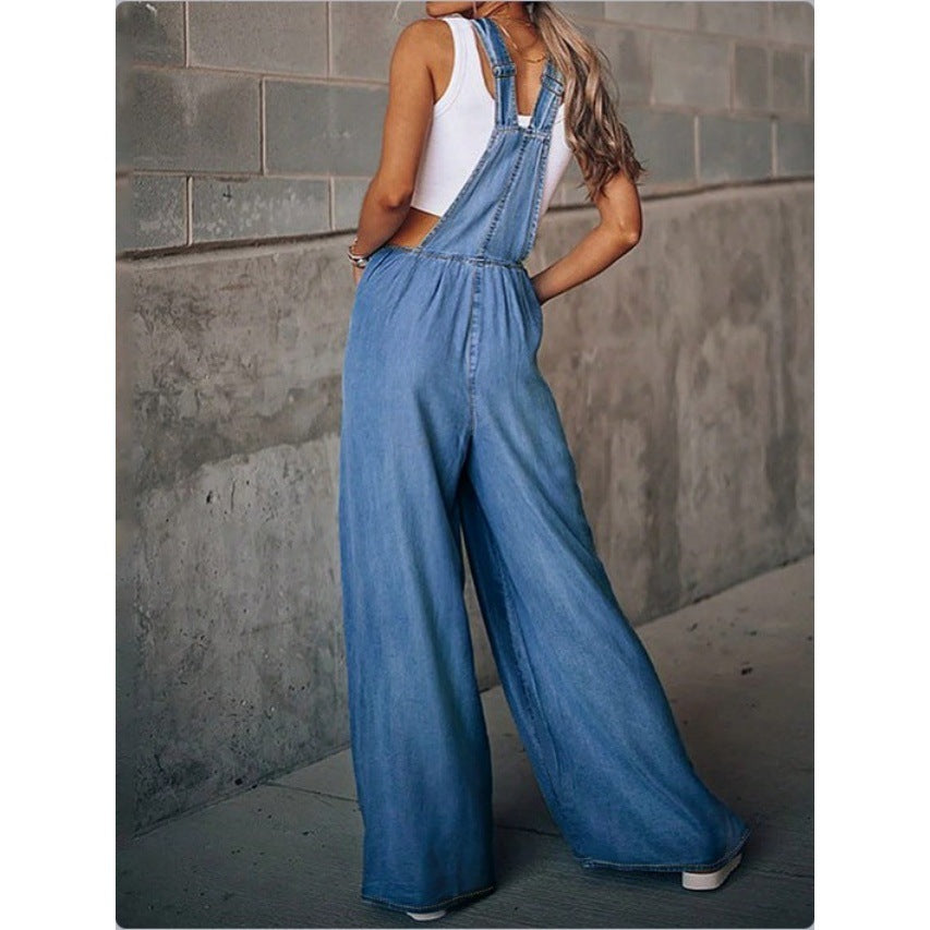 Damen Weite Denim-Latzhose im Palazzo‑Stil Echo Archiv