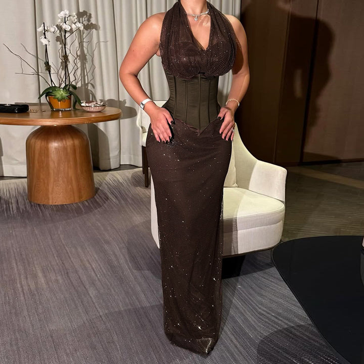 Damen Elegantes Maxikleid mit schimmernden Akzenten und figurformendem Oberteil Echo Archiv