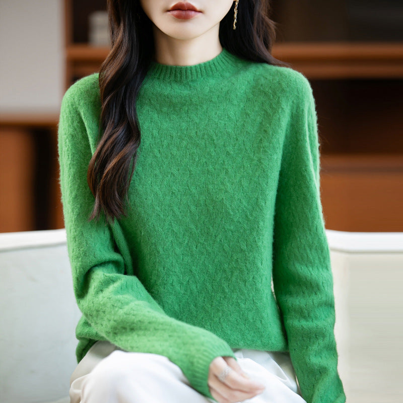 Damen Weicher Feinstrick‑Pullover mit kurzem Mockneck, leichter Mohair‑Optik und entspannter Silhouette Echoarchiv