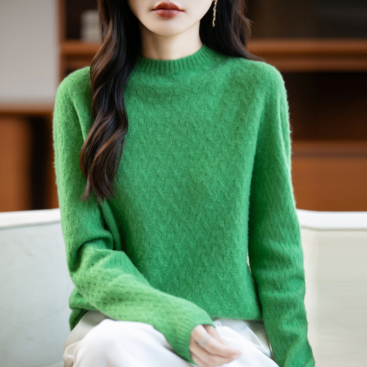 Damen Weicher Feinstrick‑Pullover mit kurzem Mockneck, leichter Mohair‑Optik und entspannter Silhouette Echoarchiv