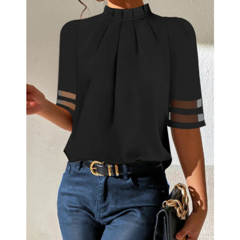 Damen elegante Bluse mit transparenten Ärmeln Echoarchiv