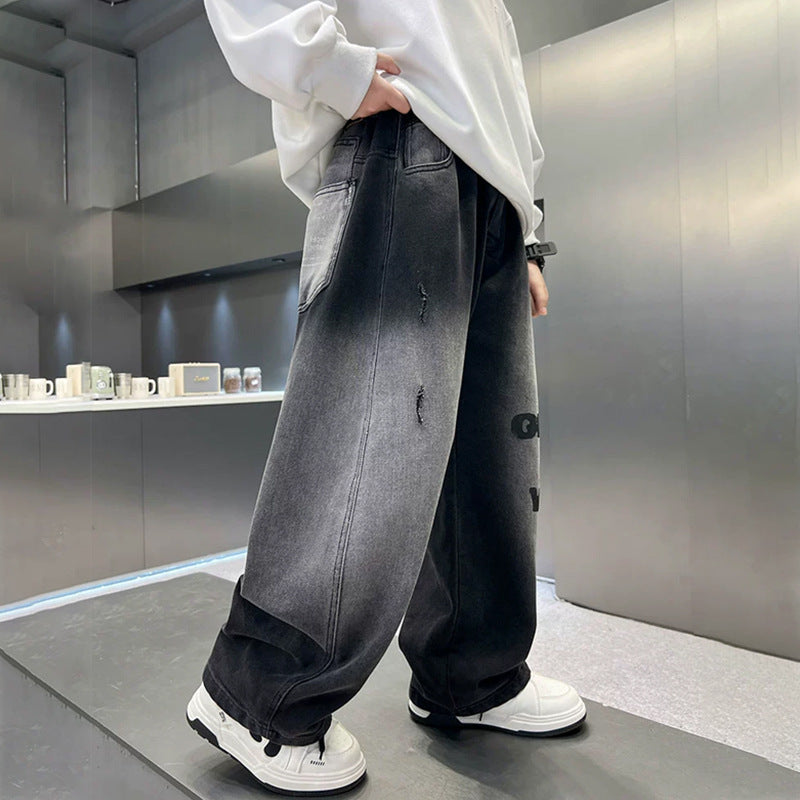 Unisex moderne Baggy-Jeans mit grafischem Druck Echo Archiv