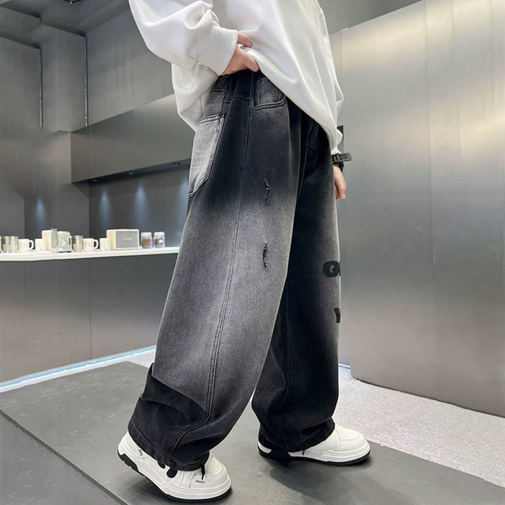 Unisex moderne Baggy-Jeans mit grafischem Druck Echo Archiv
