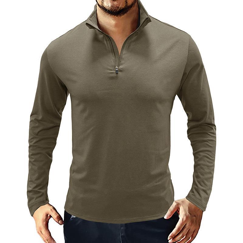 Herren Langarm Shirt mit Stehkragen und halbem Reißverschluss Echoarchiv