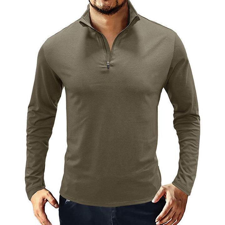 Herren Langarm Shirt mit Stehkragen und halbem Reißverschluss Echoarchiv
