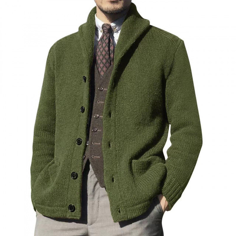 Herren Strickjacke mit modernem Stehkragen und praktischen Knöpfen Echoarchiv