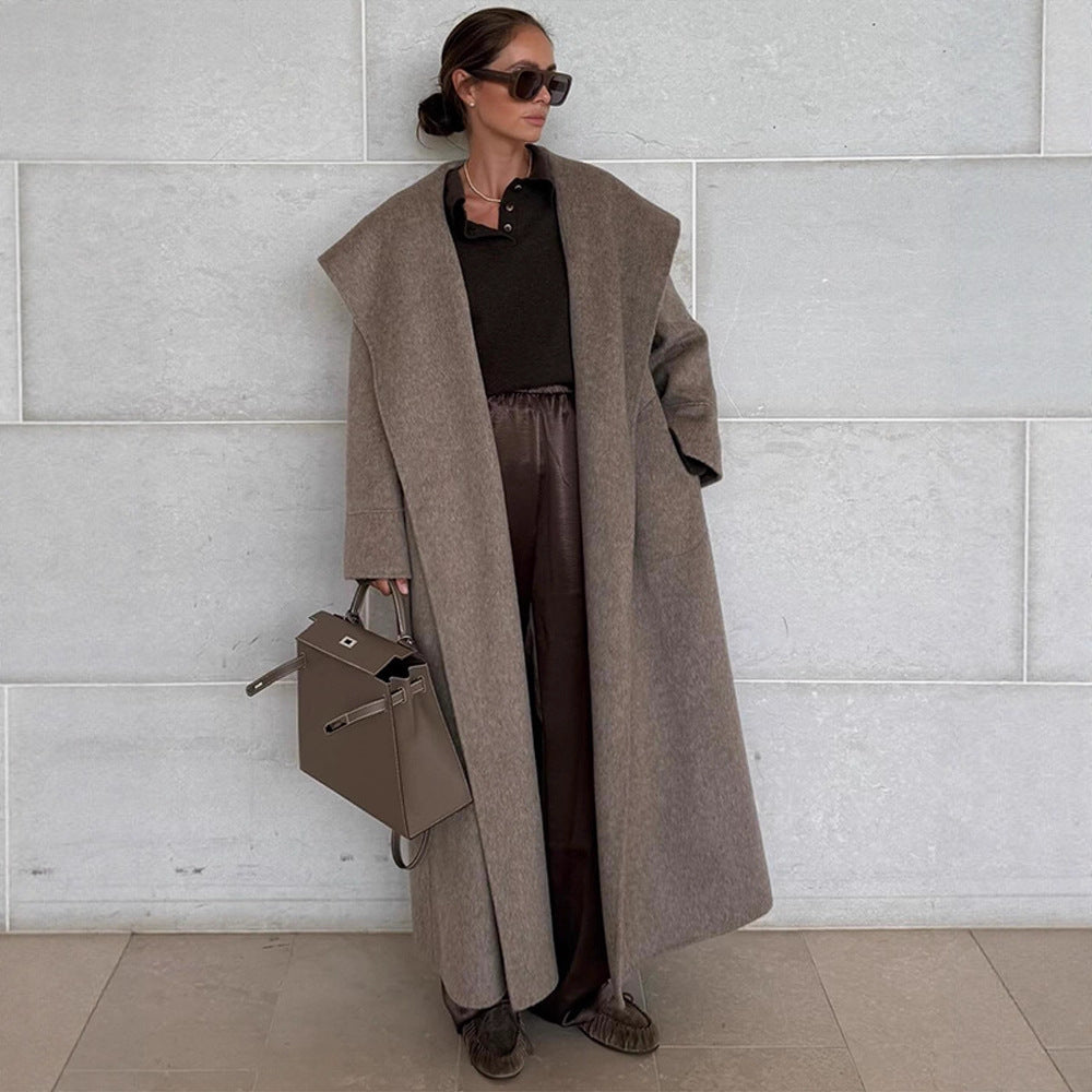 Damen Oversize Wollmix‑Mantel mit Schalkragen und lässiger Maxilänge Echo Archiv