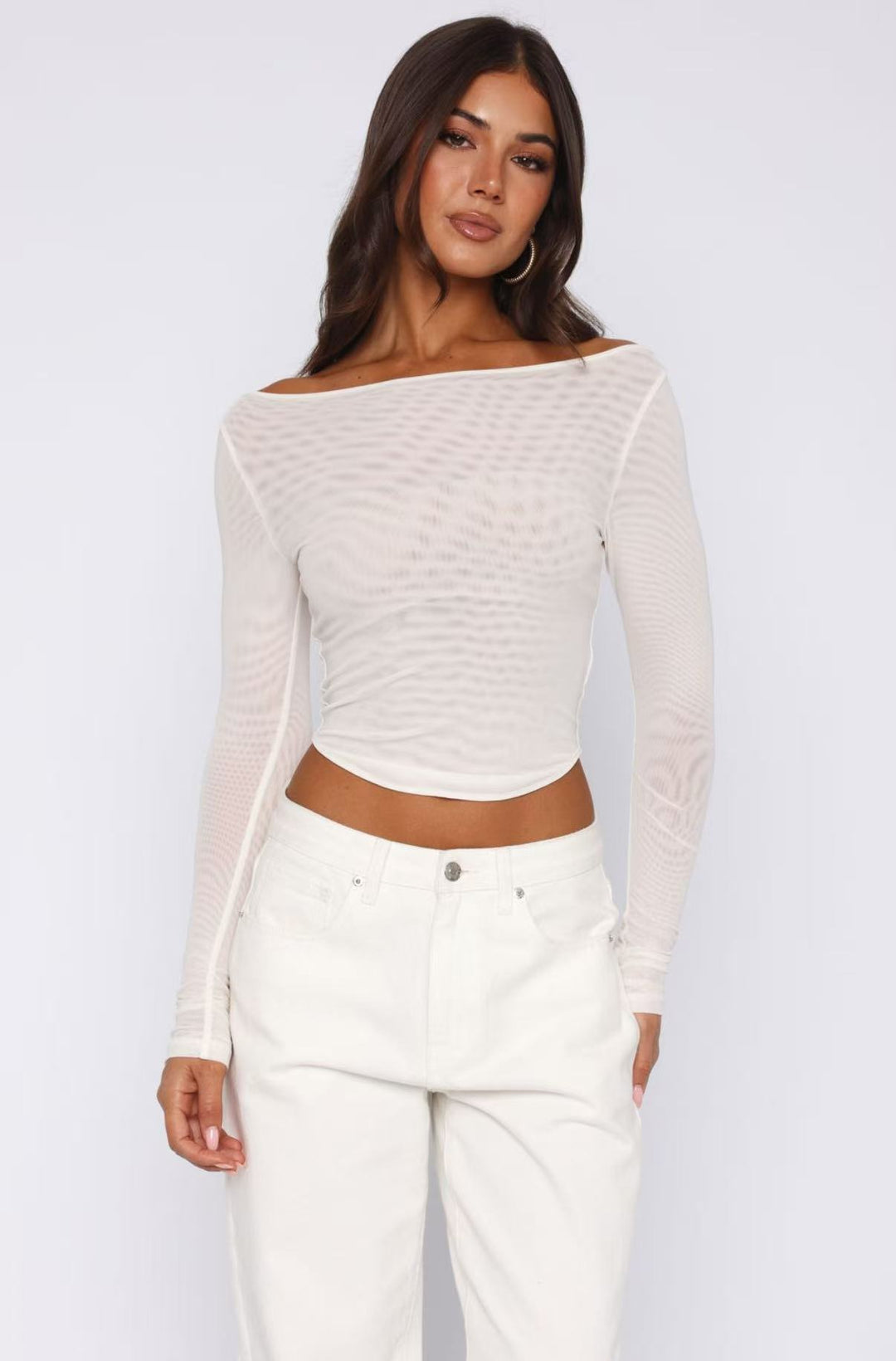 Damen Elegantes Langarm-Top mit schöner Transparenz Echo Archiv