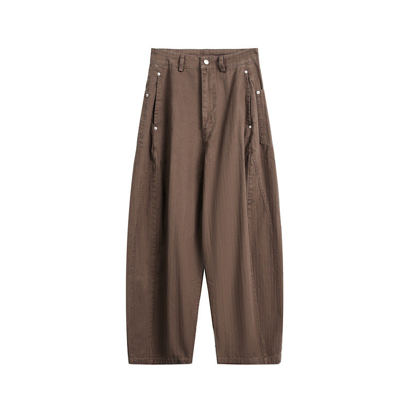 Damen Weite High‑Waist Cargo-Hose mit tiefem Schritt und aufgesetzten Seitentaschen Echoarchiv