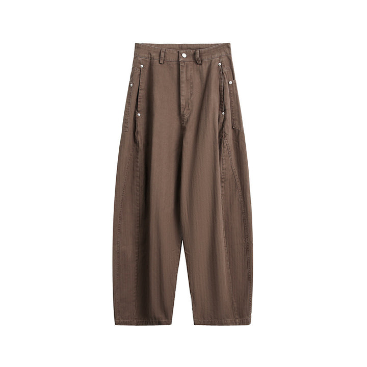 Damen Weite High‑Waist Cargo-Hose mit tiefem Schritt und aufgesetzten Seitentaschen Echoarchiv