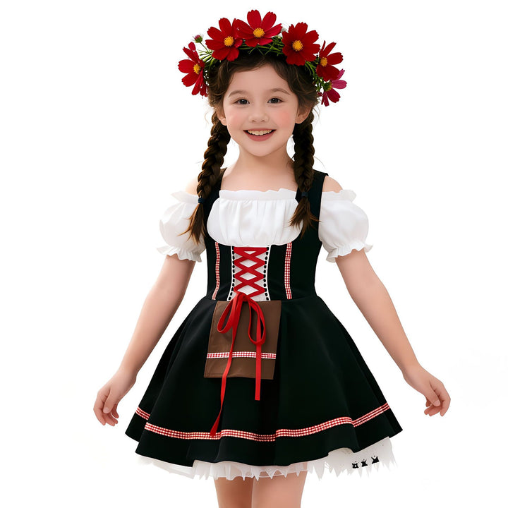 Damen nan traditionelles Dirndlkleid für Mädchen mit geschnürtem Mieder und dekorativer Schürze Echo Archiv