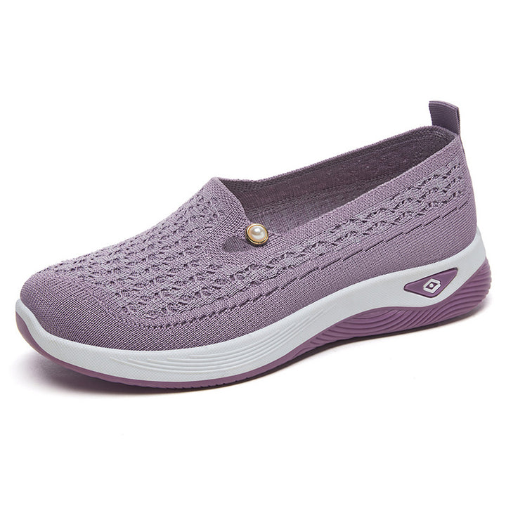Damen nan atmungsaktive gestrickte Slip-On Slipper mit Perlenapplikation und stoßdämpfender EVA-Sohle Echo Archiv