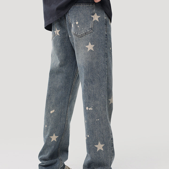 Herren lässige Jeans im Vintage-Stil mit einzigartigen Sternen-Applikationen Echoarchiv