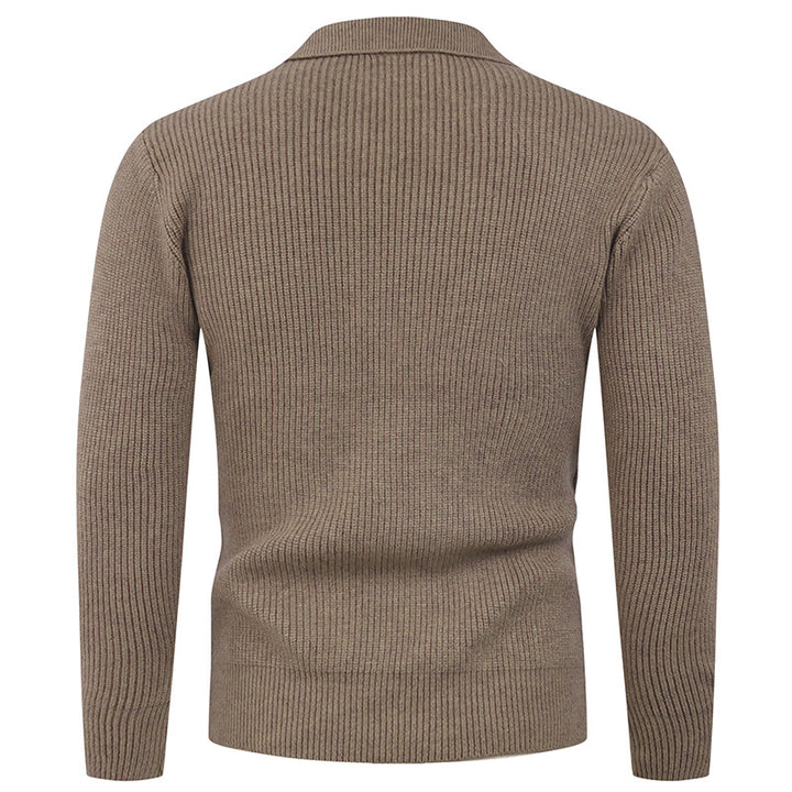Herren Strickpullover mit modernem Polokragen und funktionalem Knopfverschluss Echoarchiv