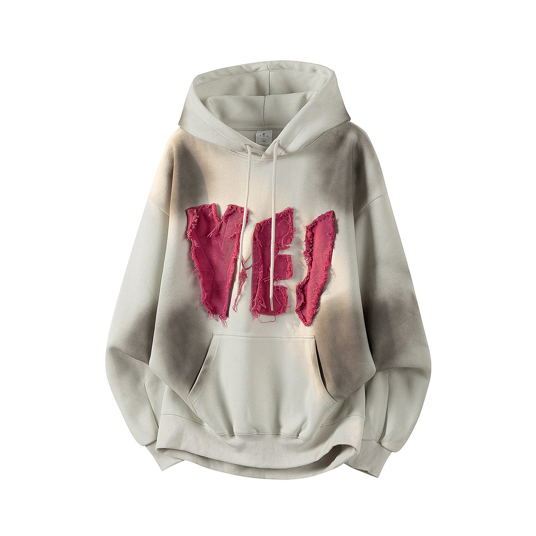 Unisex Oversize Kapuzenpullover mit handschriftlichem Grafik-Print, Kängurutasche & geripptem Saum Echoarchiv