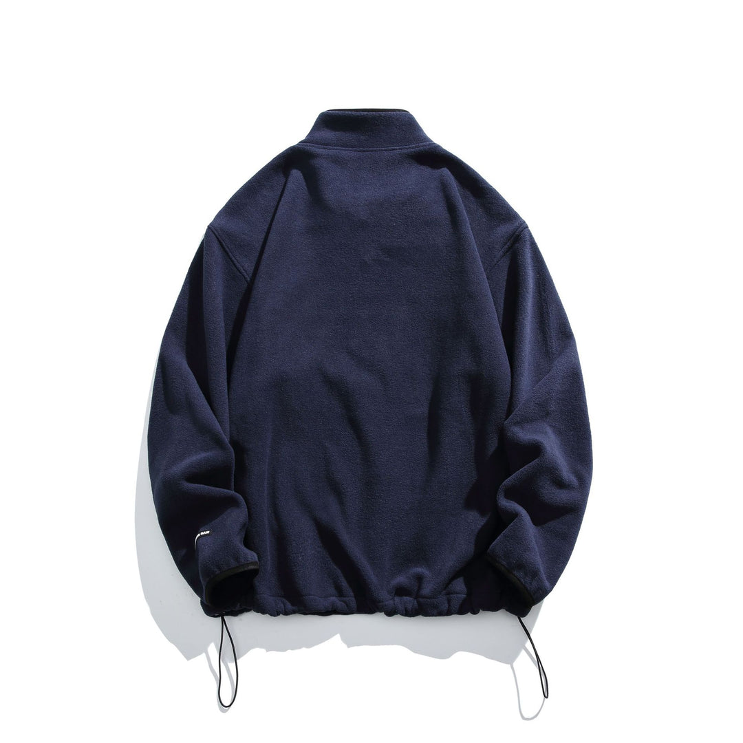 Unisex Fleece-Halbzip-Pullover mit Stehkragen, Kordelzug-Bund und Logostick Echoarchiv