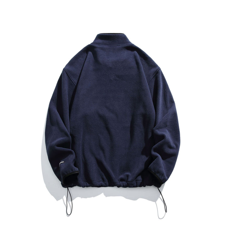 Unisex Fleece-Halbzip-Pullover mit Stehkragen, Kordelzug-Bund und Logostick Echoarchiv