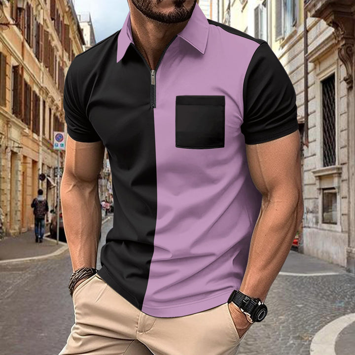 Herren Polohemd mit modernem Zip-Kragen und praktischer Brusttasche Echoarchiv