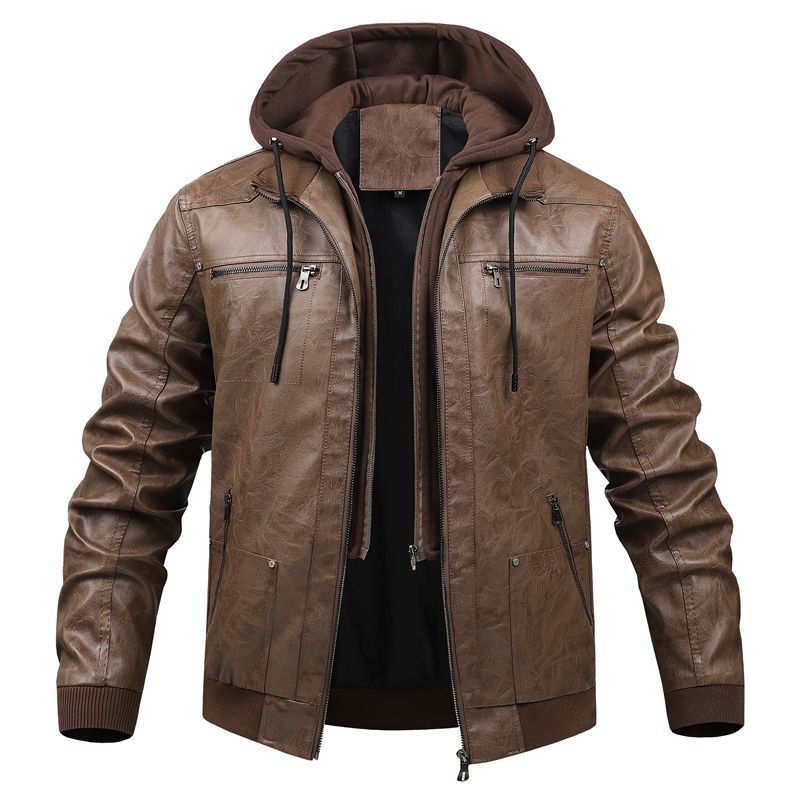 Herren Multifunktionale Lederjacke mit Kapuze Echo Archiv