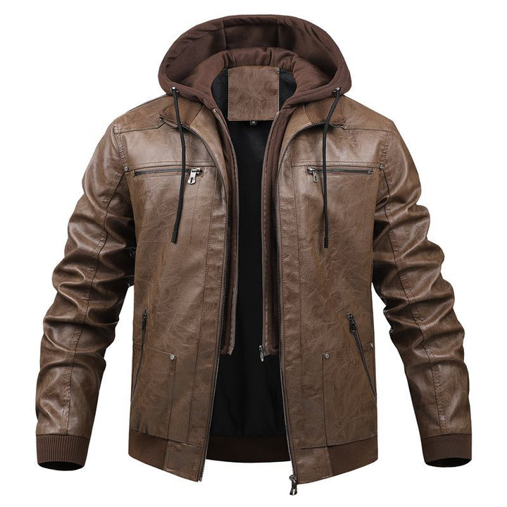 Herren Multifunktionale Lederjacke mit Kapuze Echo Archiv
