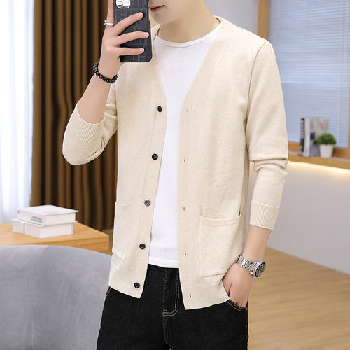 Herren eleganter leichter Strickcardigan mit Taschen Echoarchiv