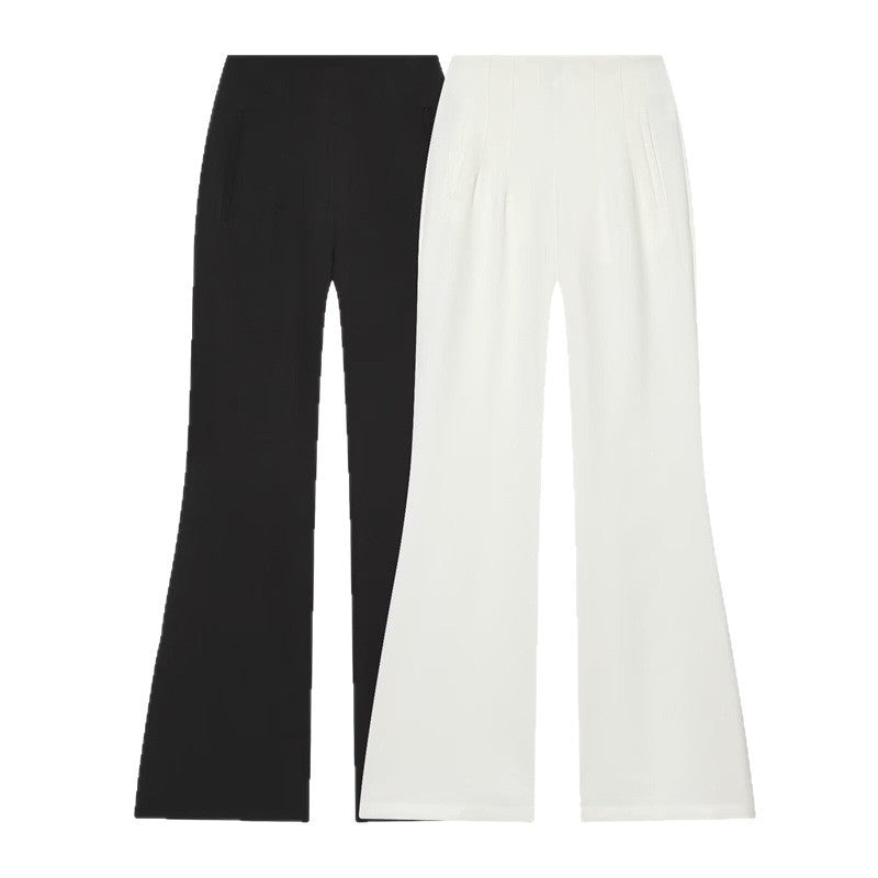 Damen Hochtaillierte weite Stoffhose mit geradem Bein und verdecktem Bund Echo Archiv