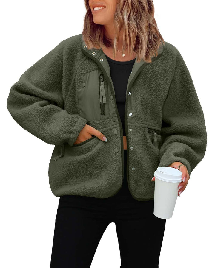 Damen kuschelige Fleecejacke mit praktischen Taschen Echoarchiv
