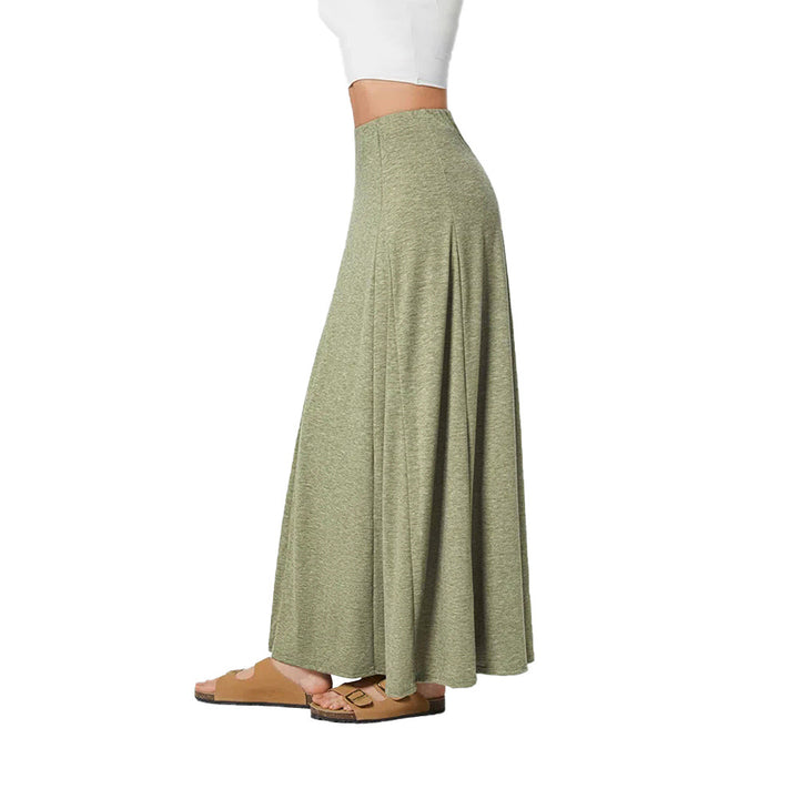 Damen fließender Maxirock mit hohem Bund und Stretch-Jersey – Valéora