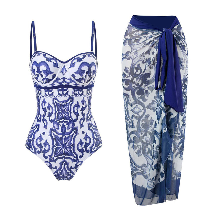 Damen Einteiler Badeanzug mit elegantem Wickelrock Echo Archiv