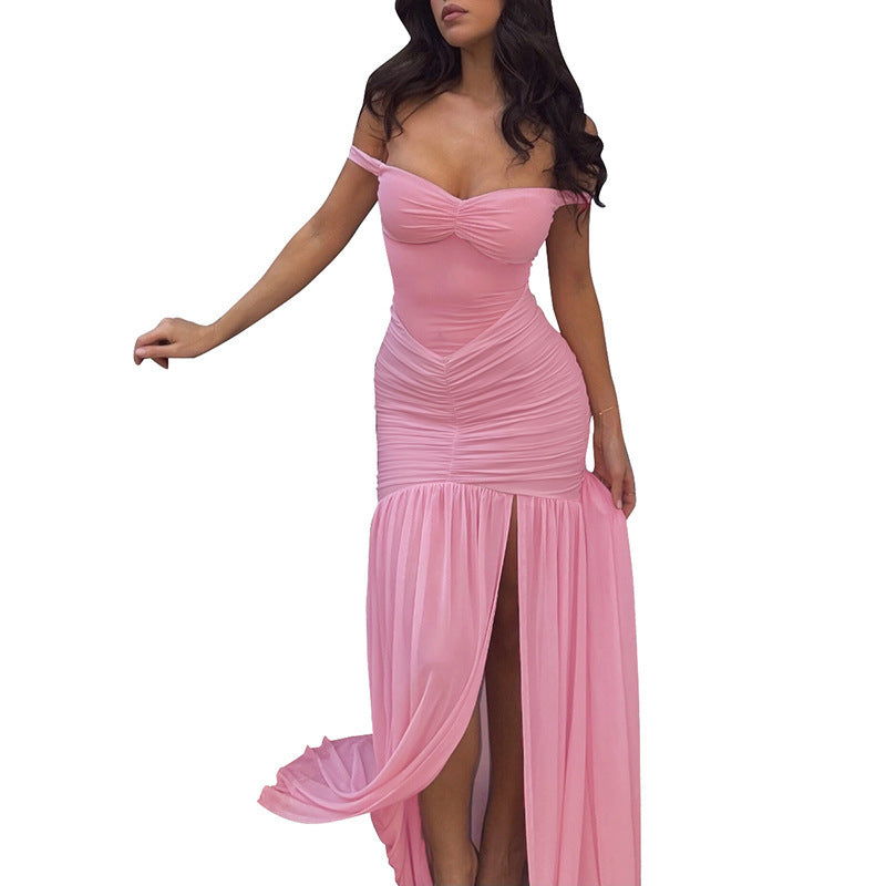 Damen elegantes Maxikleid mit Off-Shoulder-Design und raffinierten Raffungselementen Echo Archiv