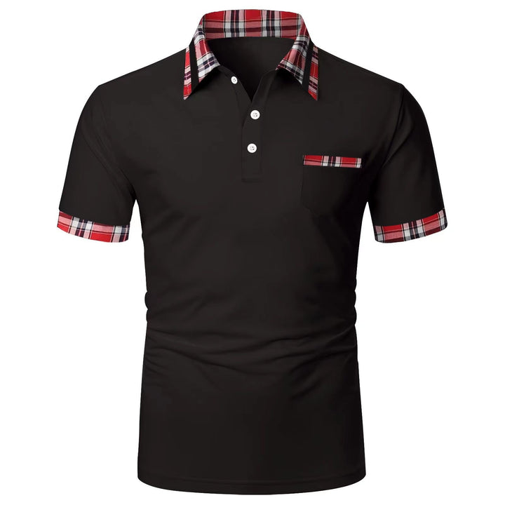 Herren Poloshirt mit kontrastrierenden Karodetails und hochwertigem Baumwollmix Echoarchiv