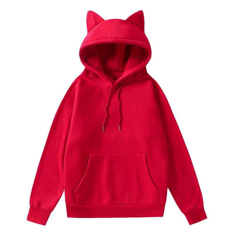 Damen Kapuzenpullover mit Katzenohren und weichem Innenfutter Echoarchiv