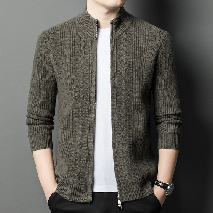 Herren elegante Strickjacke mit modernem Reißverschluss Echoarchiv