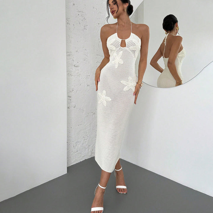 Damen Häkel-Maxikleid mit floralem Design Echo Archiv