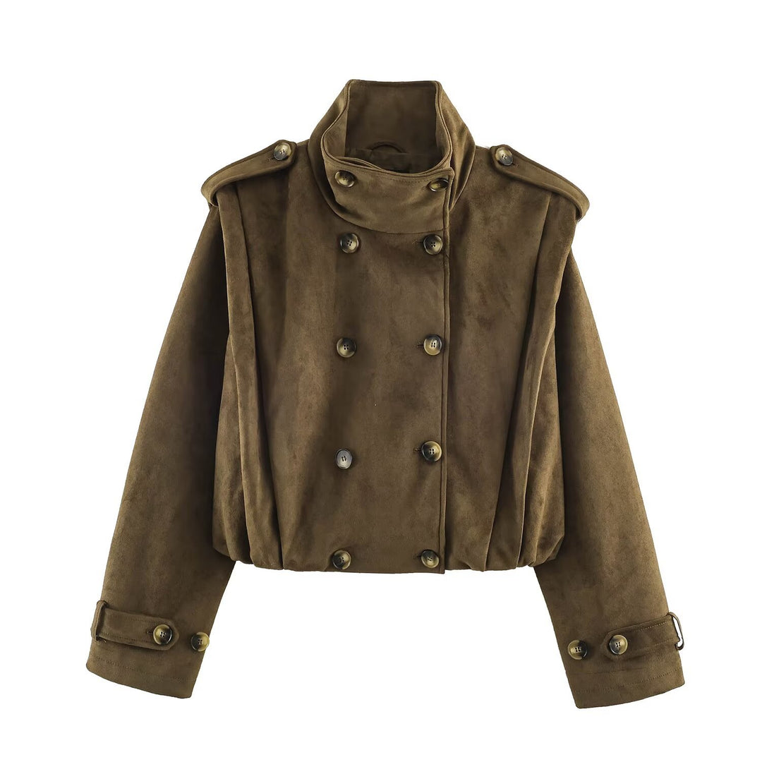 Damen Kurzjacke im Matrosen- und Military-Mix mit hohem Stehkragen, Epauletten und tailliertem Gummizug Echoarchiv