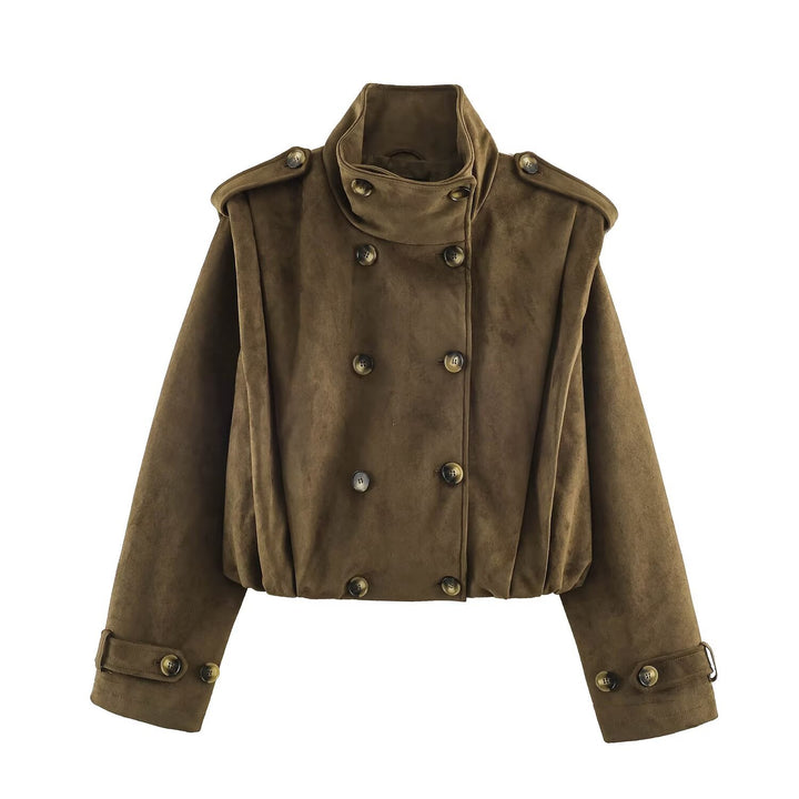 Damen Kurzjacke im Matrosen- und Military-Mix mit hohem Stehkragen, Epauletten und tailliertem Gummizug Echoarchiv