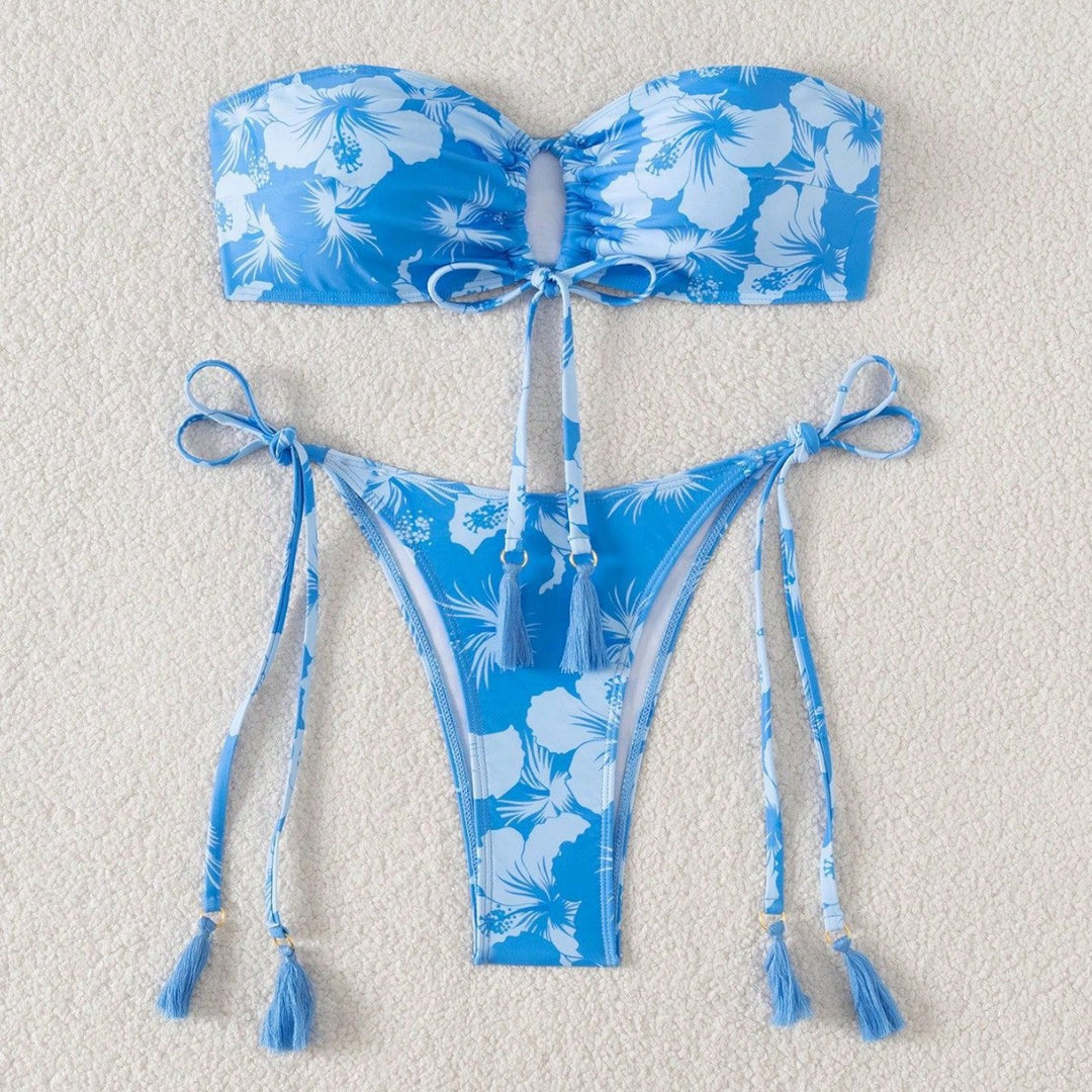 Damen Bandeau-Bikini mit stylishem Cut-Out und seitlichen Bindebändern Echo Archiv