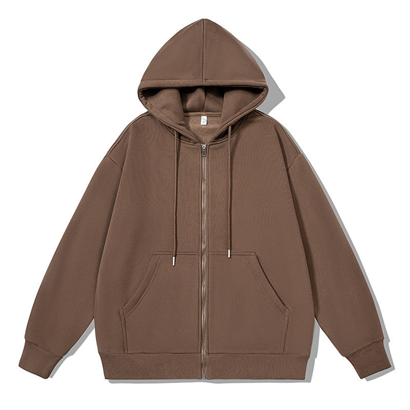 Unisex oversized Kapuzenjacke mit ausladendem Schulterschnitt, durchgehendem Reißverschluss und French-Terry Echo Archiv