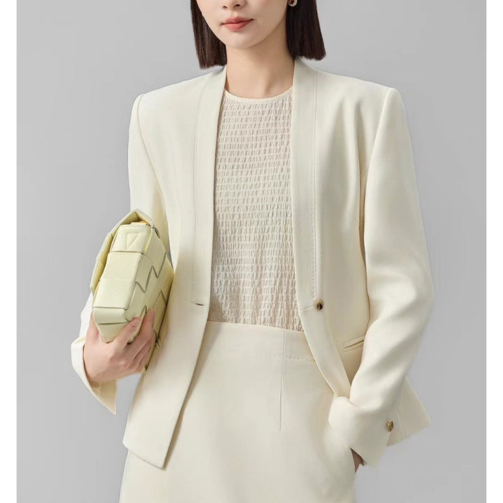 Damen Figurbetonter Ein-Knopf-Blazer mit minimalistischer V-Front und Einschubtaschen Echoarchiv