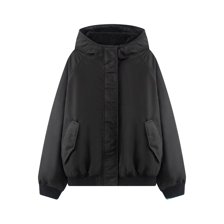 Damen nan wattierte Kapuzenjacke mit Teddyfutter, verdeckter Reißverschluss und Rippbündchen Echo Archiv