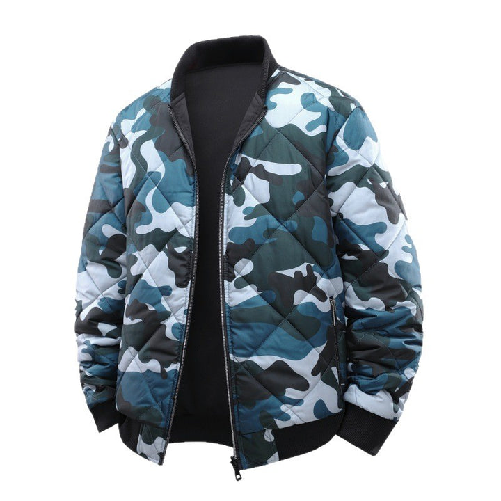 Herren Gestepptes Camouflage-Bomberjacke mit Rippbündchen und Zweiwege-Reißverschluss Echo Archiv