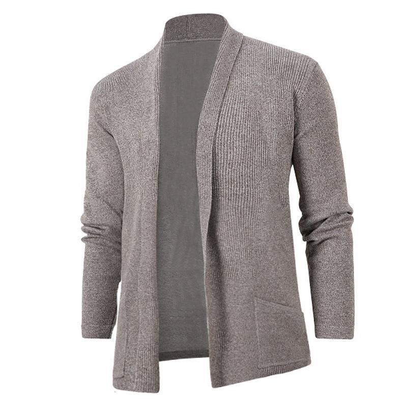 Herren lässige Strickjacke mit offenem Kragen und elegantem Rippdesign Echoarchiv
