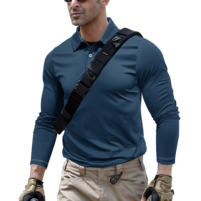 Herren sportliches Langarm Polohemd mit feuchtigkeitsableitender Technologie Echoarchiv