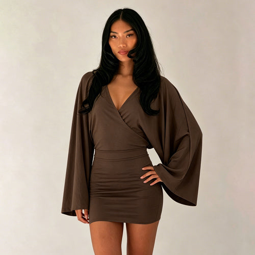 Damen nan Wickel-Minikleid mit Kimonoärmeln, taillierter Miedernaht und stretchigem Jersey Echo Archiv
