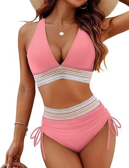 Damen Bikini-Set mit hoch tailliertem Slip und sportlichen Akzenten Echoarchiv